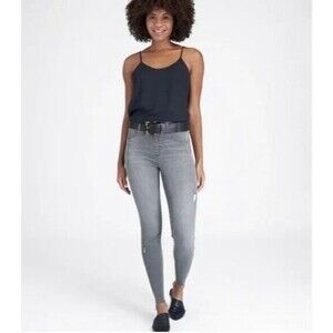 SPANX vintage gray distressed ankle skinny‎ jeans Size M high-rise stretch